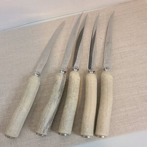 Stagmaster Steak Knives Set Of 5 Stainless Steal Blade Made In Canada Vintage